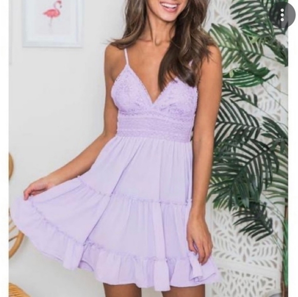 Lavendar/Lilac Flowy Summer Dress by "Pink Lily" - Picture 4 of 6